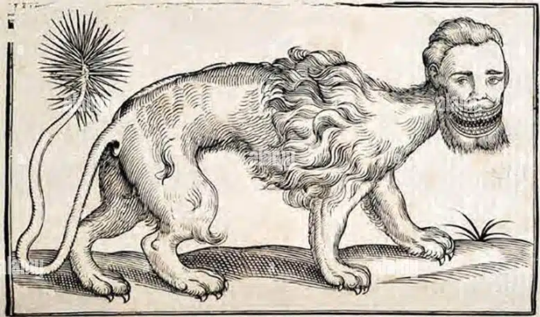 historical illustration man animal chimera